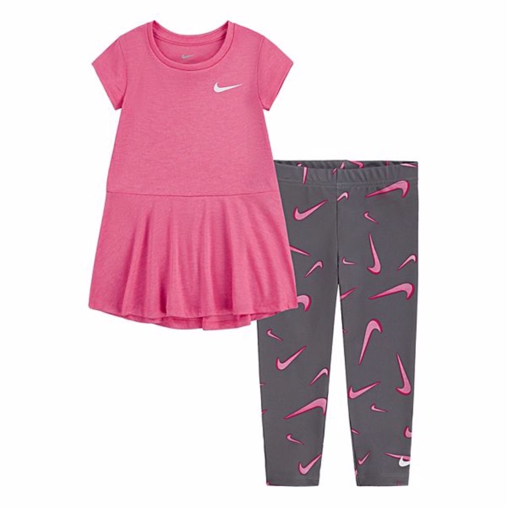 Nike pink cute leggings tee set